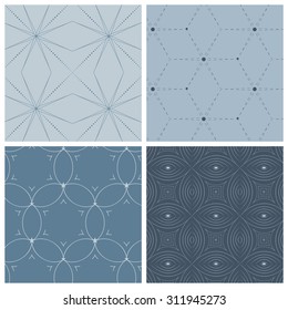 Set of four geometric seamless patterns. Seamless textures.