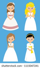 set of four girls with ceremony dress