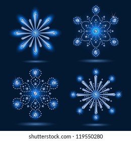 Set of four glacial snowflakes. EPS10.This file contains transparency.