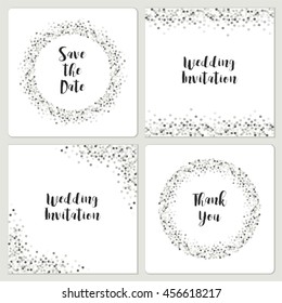 Set Of Four Glamour Silver Glitter Frames For Your Decoration, Can Be Used As Wedding Invitation, Anniversary Or Birthday Card Etc