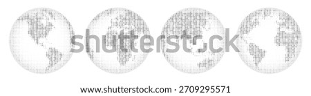 A set of four globes consisting of binary codes. Eps10. CMYK. Global color.