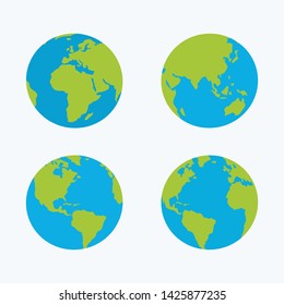 Set four Globes Icon Symbol Vector