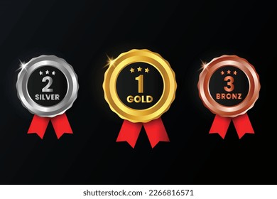 Ein Satz von vier Medaillen für Gold, Silber und Bronze