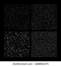 Set of four grainy, speckled seamless patterns, textures. Stone, dirt, concrete