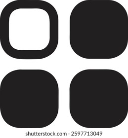 Set of Four Gray Square Icons Vector