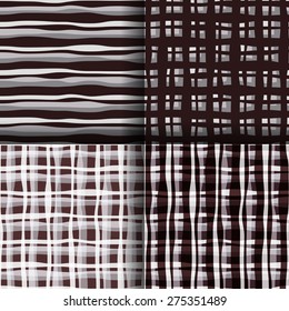 Set of four gray-brown abstract seamless background. A seamless abstract wave background. Three seamless background of abstract wavy grid