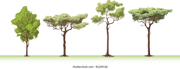 Set of the four great handemade trees.