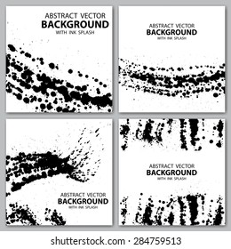 Set of four grunge black and white backgrounds. eps10