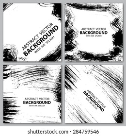 Set of four grunge black and white backgrounds. eps10