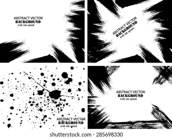 Set of four grunge black and white backgrounds
