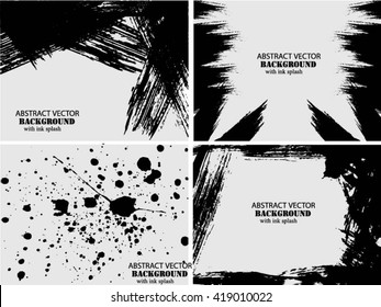 Set of four grunge black and white backgrounds