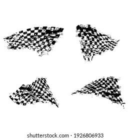 Set of four grunge ink blots black and white sport flag silhouettes