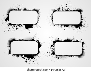 Set of four grunge rounded rectangle frame backgrounds