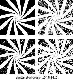 Set of four grunge spirals.Vector illustration