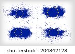 Set of four grunge vector ink spattered European Union flags
