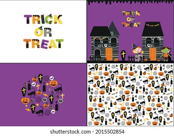 set of four Halloween backgrounds 
