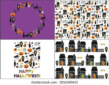 set of four Halloween backgrounds 