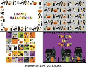 set of four Halloween backgrounds 