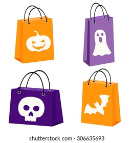 set four Halloween bags and images bat  scull  jack  o  lantern   ghost