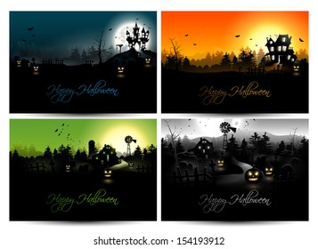 Set of four Halloween posters