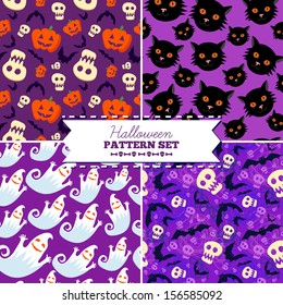 Set of four Halloween vector patterns