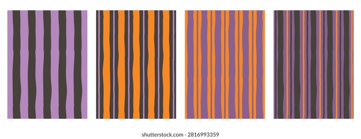 Set of four Halloween vertical striped backgrounds
