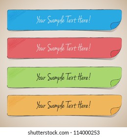 Set of Four Hand Drawn Banners