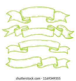 Set of Four Hand Drawn Banners. Vector illustration