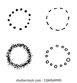 Set of four hand drawn black vector circles. different round shapes, sketch style, doodle design, great for notebook decorations, invitations, cards