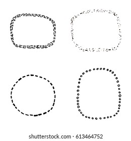 Set of four hand sketched decorative frame. Vector hand drawn frames isolated