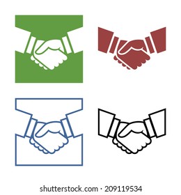 Set of four handshake icons in different styles