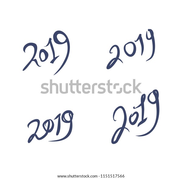 Set Four Handwriting Figures 2019 Calendar Stock Vector (Royalty Free ...