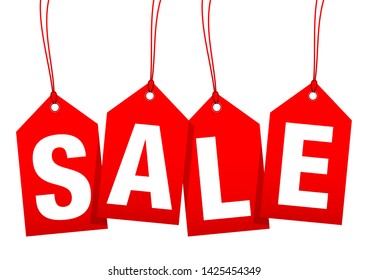 Set Of Four Hanging Red Arrow Hangtags Sale