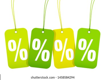 Set Four Hangtags Sale Percent Spring Green Und Yellow