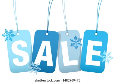 Set Of Four Hangtags Sale Winter Snowflakes