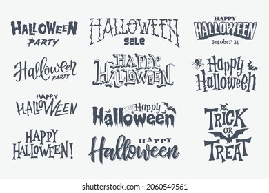 Set of four Happy Halloween typographic banners