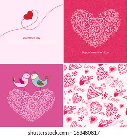 Set of four Happy valentines day backgrounds. Love background