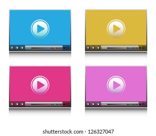 Set with four HD players colored in various ways