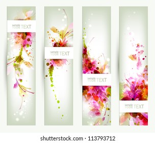 Set of four headers. Abstract artistic Backgrounds