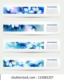 Set of four headers. Abstract blue artistic Backgrounds