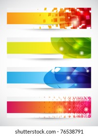 Set of four headers or banners with copy space