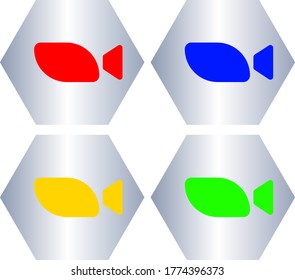 set of four hexagons with multi-colored video cameras inside