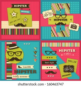 Set of four Hipster backgrounds
