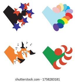 Set of four holiday vectors, Fourth of July heart, Easter heart, Halloween heart, and Christmas heart 
