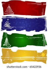 Set of four horizontal Christmas banners