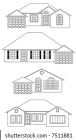 A set of four house blueprints.