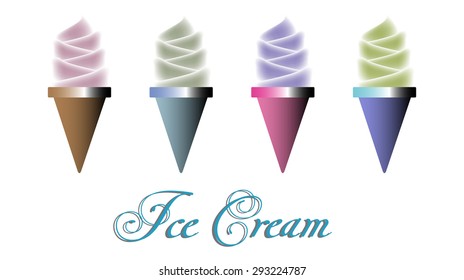 Set of four ice creams isolated on a white background