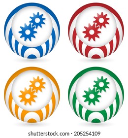 set of four icon with cogwheels