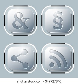 Set of four icon and different symbols