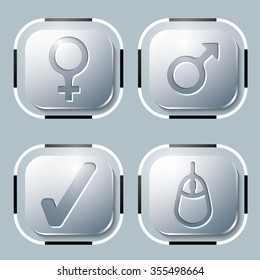 Set of four icon and different symbols